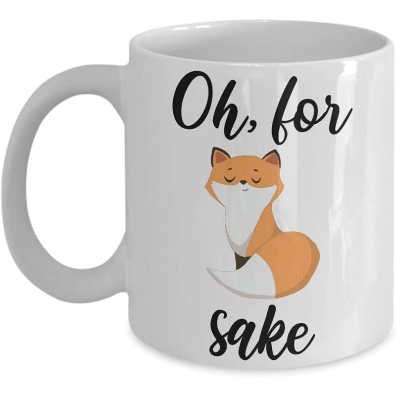 Tailorly White Ceramic 11 oz Mug - Oh For Sake Cute Orange And White Sitting Peacefully On Plain White Background Fox
