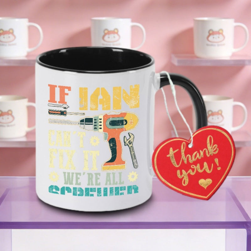 Tailorly Black Accent 11 oz Mug - if ian cant fix it all logo