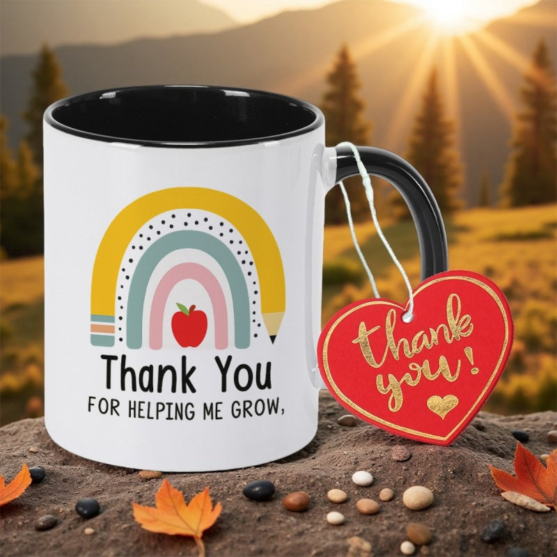Tailorly Black Accent 11 oz Mug - thank you for helping me grow