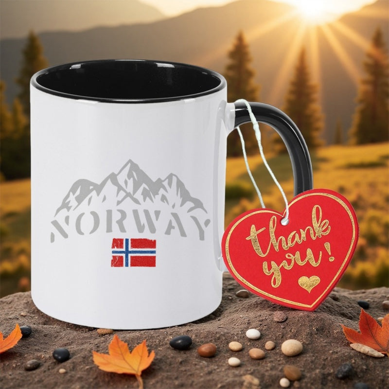 Tailorly Black Accent 11 oz Mug - norway mountain vintage peaked design