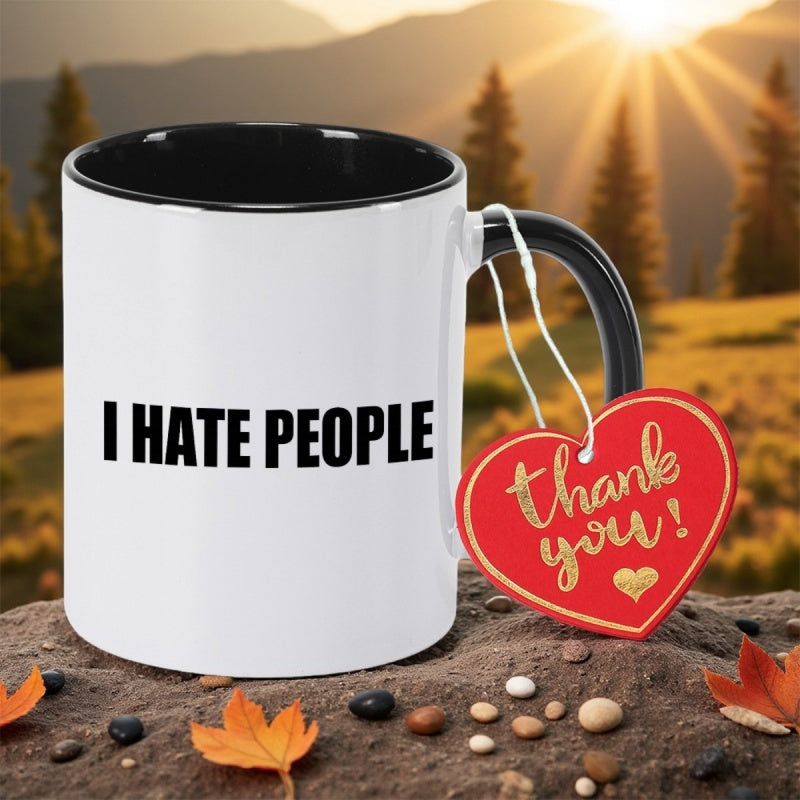 Tailorly Black Accent 11 oz Mug - i hate people print