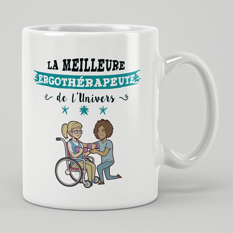 Tailorly White Ceramic 11 oz Mug - Caring Professional Assisting A Patient In A Wheelchair For Medical Care Occupational Therapist