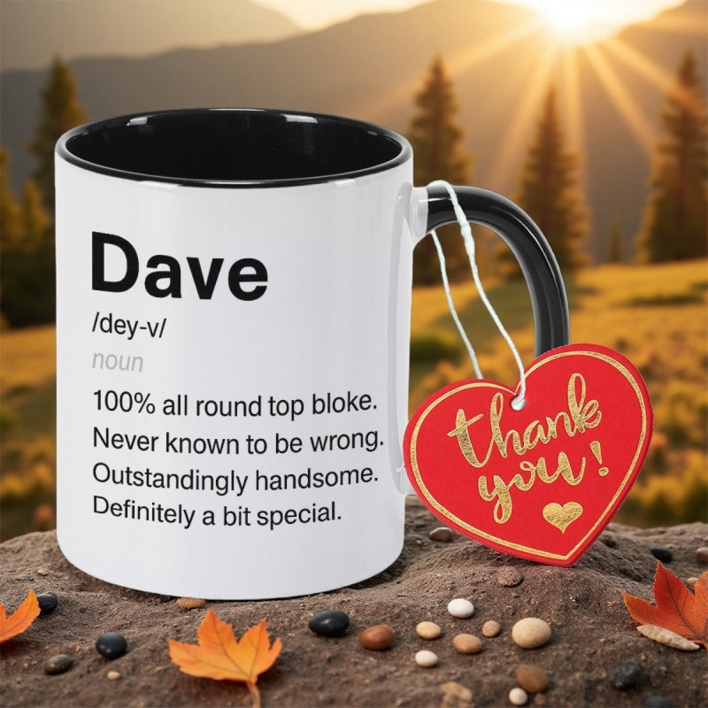 Tailorly Black Accent 11 oz Mug - with dave definition print