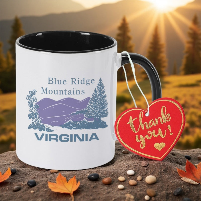 Tailorly Black Accent 11 oz Mug - vintage blue mountains