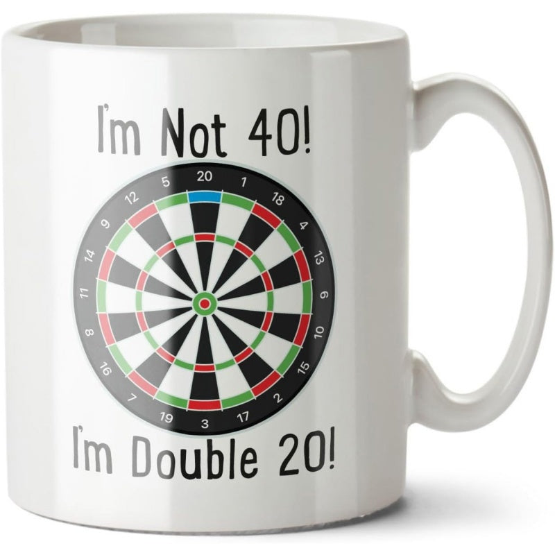 Tailorly White Ceramic 11 oz Mug - Im Not 40 Im Double 20 Classic Circular Dartboard With Colored Segments And Precision Numbered Scoring Rings Dartboard