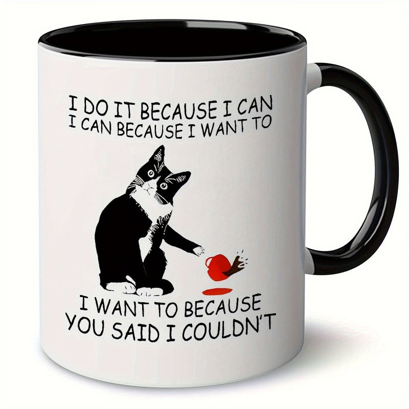 Tailorly Black Accent 11 oz Mug - cat and letter printed