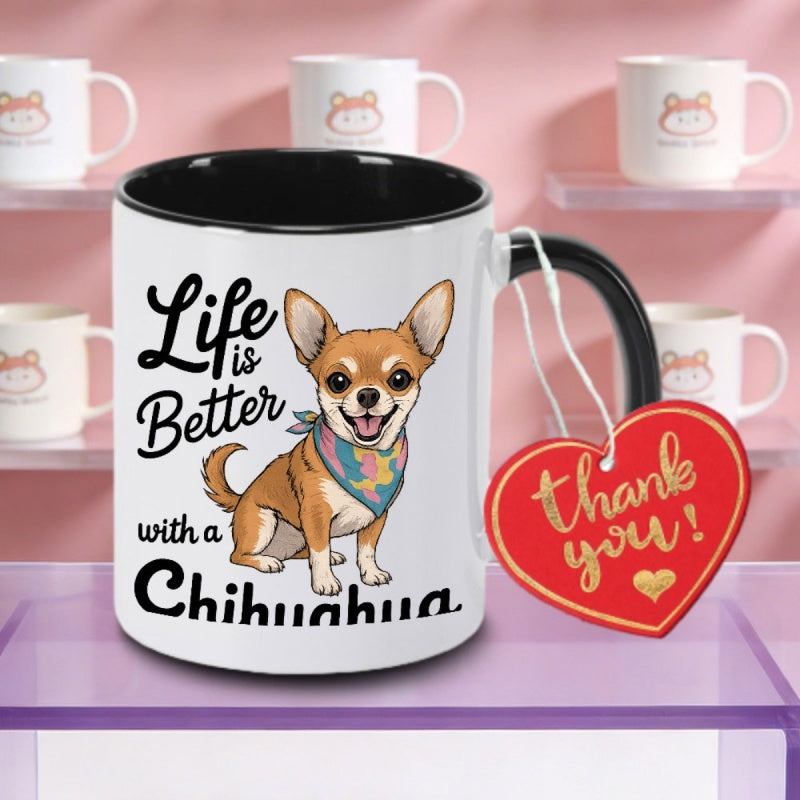 Tailorly Black Accent 11 oz Mug - cute chihuahua design and chihuahua quote