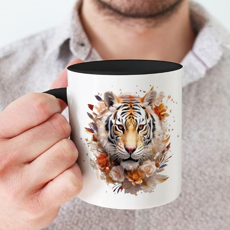 Tailorly Black Accent 11 oz Mug - floral