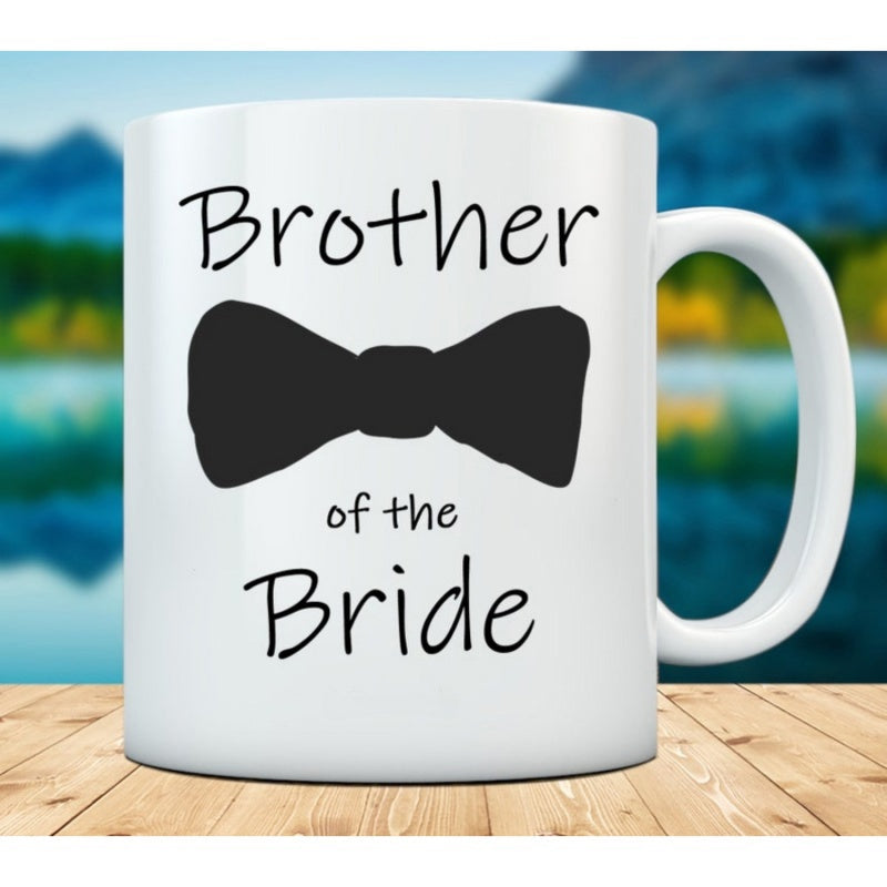 Tailorly White Ceramic 11 oz Mug - Brother Of The Bride Simple Black Silhouette Symbolizing A Formal Wedding Celebration Attire Bow Tie