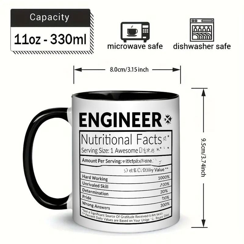 Tailorly Black Accent 11 oz Mug - nutritional facts for engineers text