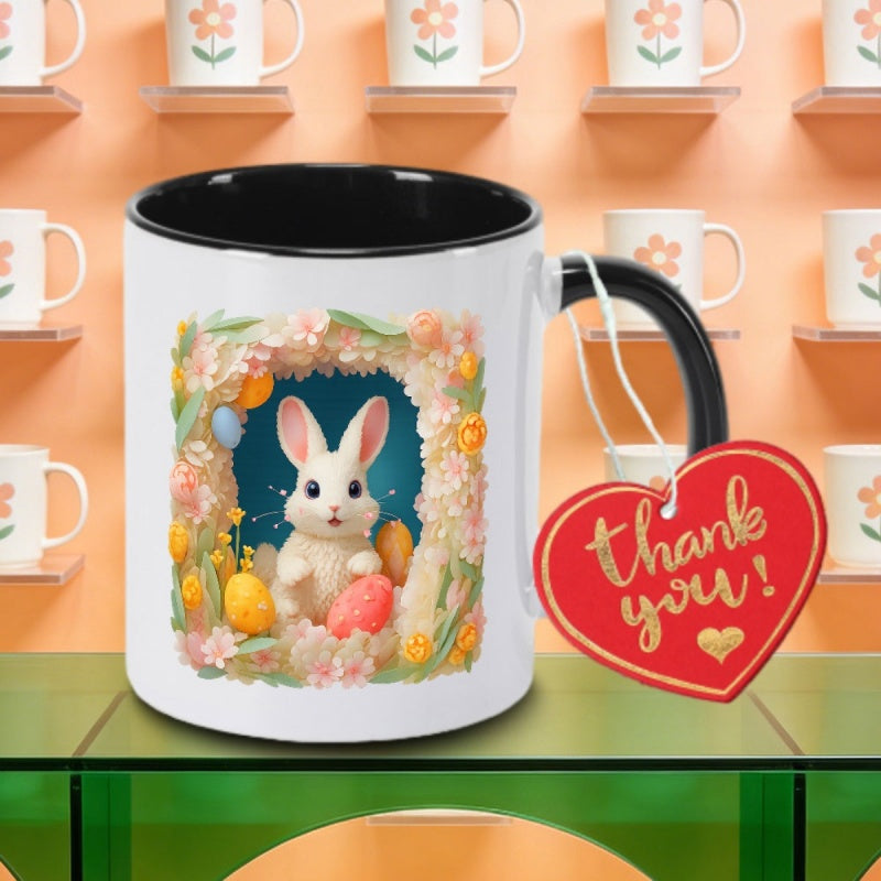 Tailorly Black Accent 11 oz Mug - easter bunny logo