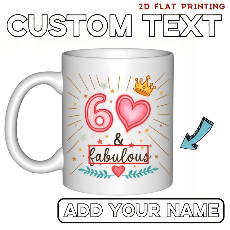 Tailorly White Ceramic 11 oz Mug - 60 Fabulous Elegant Ceramic Surface Decorated With Golden Crown Heart And Floral Details Mug