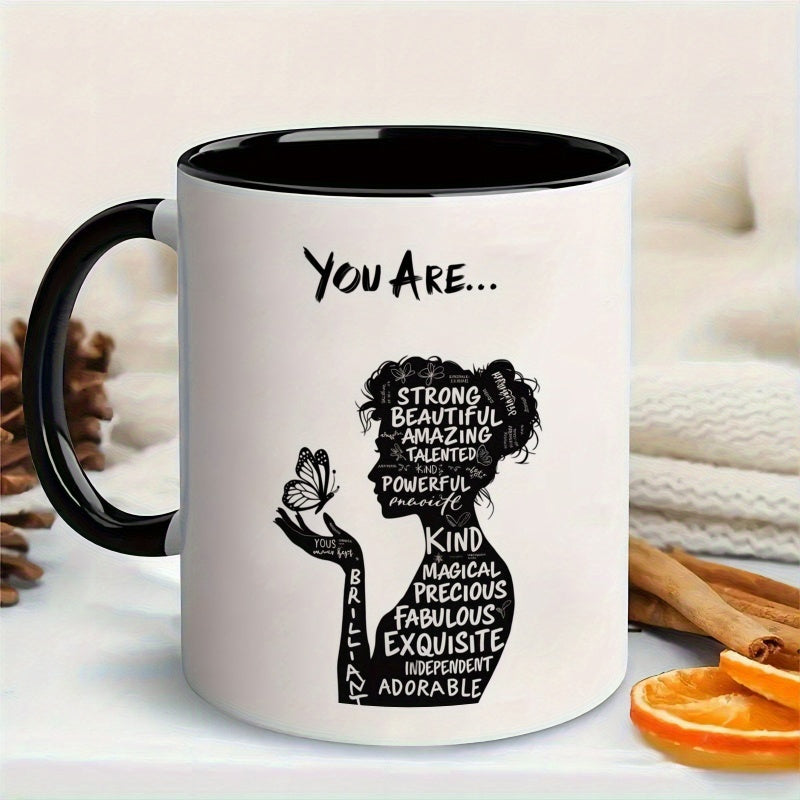 Tailorly Black Accent 11 oz Mug - ounce ceramic coffee mug featuring an black and with motivational quotes cup with positive phrases a great