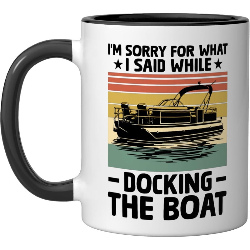 Tailorly Black Accent 11 oz Mug - i for during docking paddle boat ceramic mug black and white_8487eb23feac48c7ab5336d0d09e616a