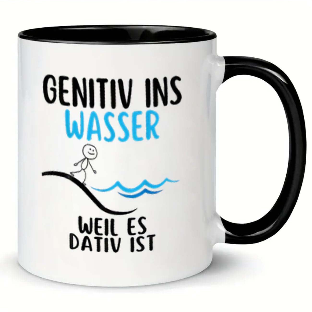 Tailorly Black Accent 11 oz Mug - item picture 1pc genitiv wasser 11oz ceramic coffee mug ideal gift for _fe4bf9a4ee0e4cf88dd99c6ca2a70b1f