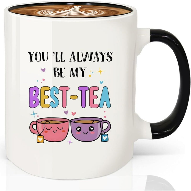Tailorly Black Accent 11 oz Mug - ceramic coffee mug for friends for for colleagues and work ideal for birthdays christmas and valentines
