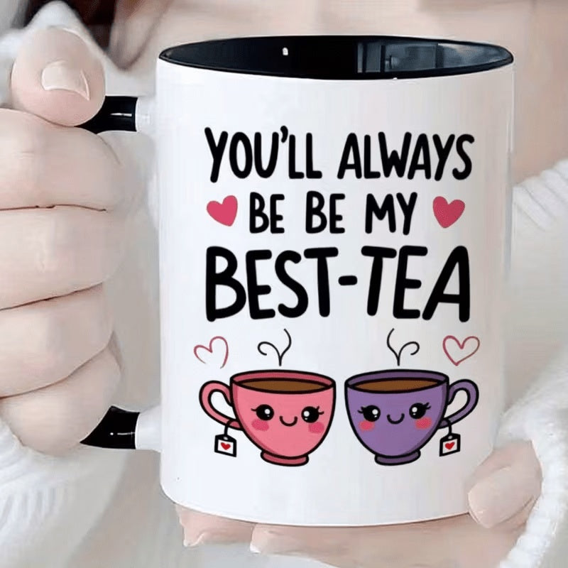 Tailorly Black Accent 11 oz Mug - a single 11 ounce ceramic coffee and tea mug featuring a and text