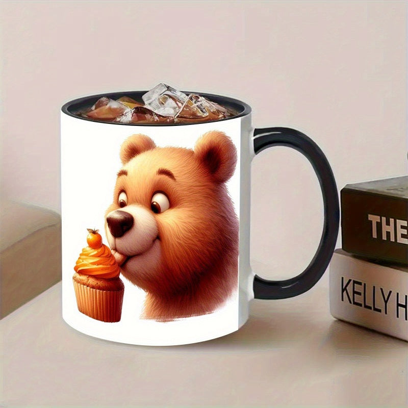Tailorly Black Accent 11 oz Mug - adorable bear with cupcake design