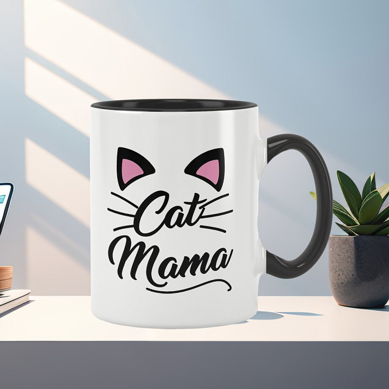 Tailorly Black Accent 11 oz Mug - sarcastic motivational message related to cat mama