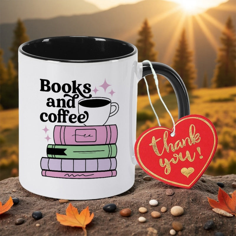 Tailorly Black Accent 11 oz Mug - this ceramic coffee mug holding 11oz or 350ml is perfect for book lovers it a great gift for valentines day