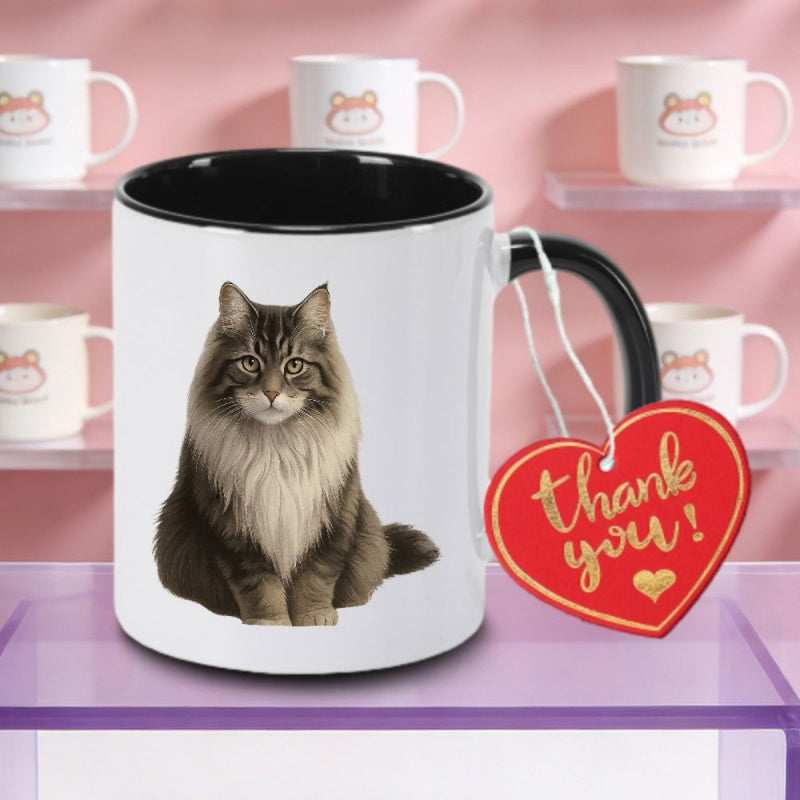 Tailorly Black Accent 11 oz Mug - fluffy kitten logo