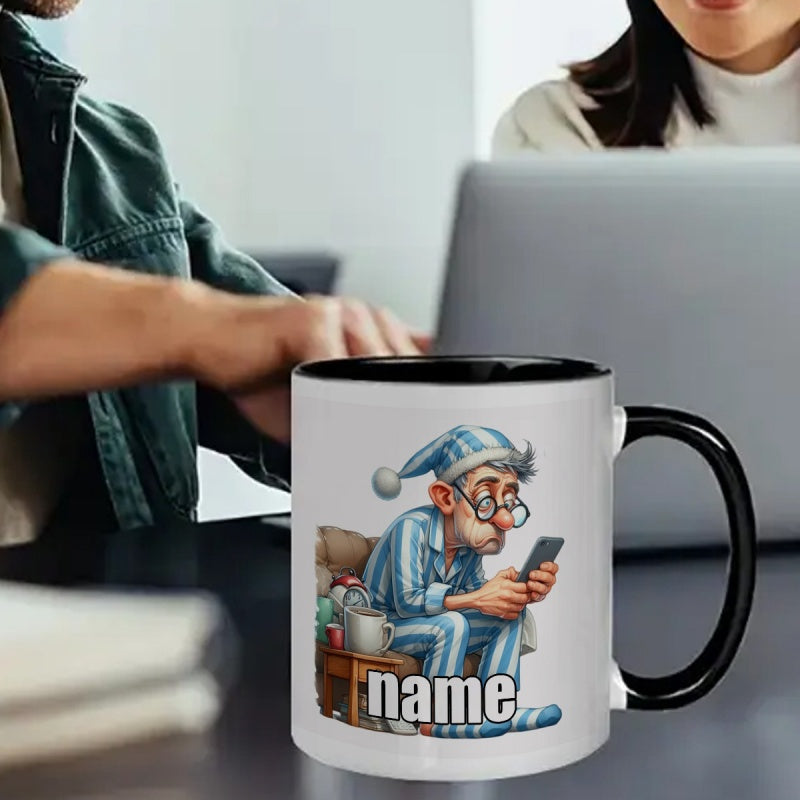 Tailorly Black Accent 11 oz Mug - customizable text cute cartoon white cartoon old cartoon cartoon anime personalized name
