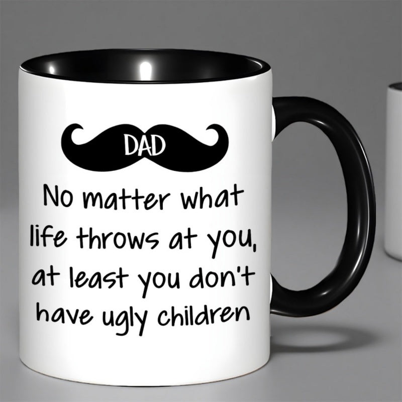 Tailorly Black Accent 11 oz Mug - 11oz coffee cups dad ugly children funny coffee mug from daughter son gifts for dad from kids wife cool gag