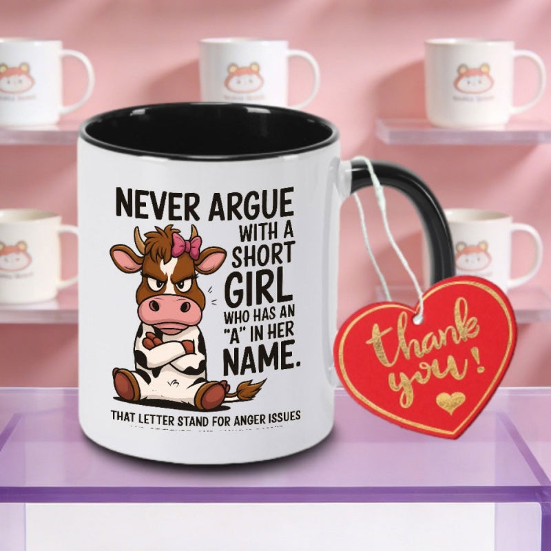 Tailorly Black Accent 11 oz Mug - pink bow logo