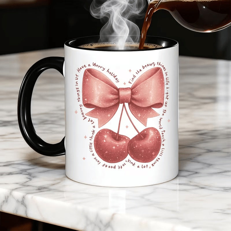 Tailorly Black Accent 11 oz Mug - pink bow