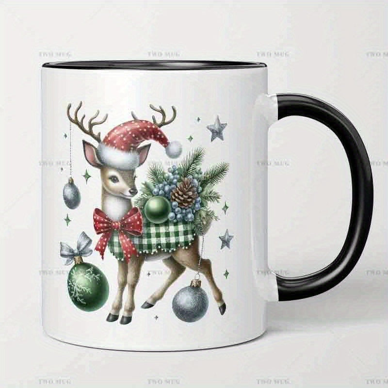 Tailorly Black Accent 11 oz Mug - reindeer christmas decorative