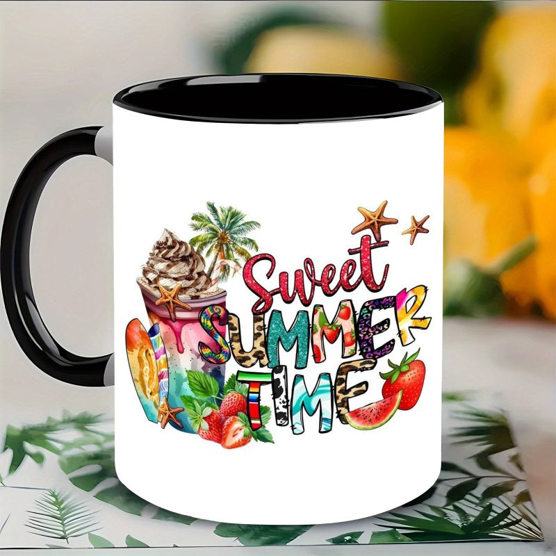 Tailorly Black Accent 11 oz Mug - tropical fruit and beach vacations
