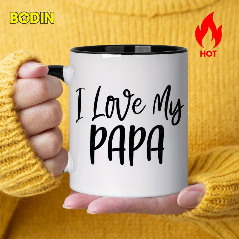 Tailorly Black Accent 11 oz Mug - i love my papa text