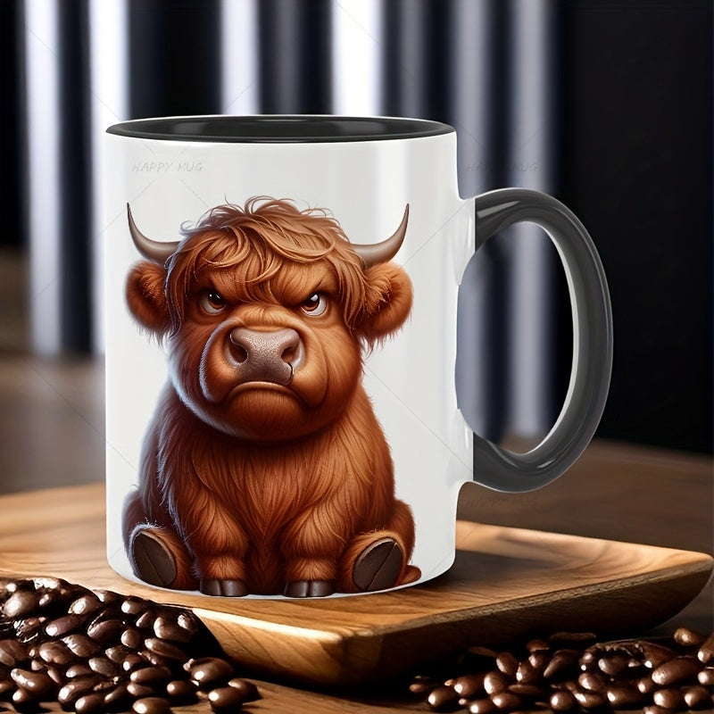 Tailorly Black Accent 11 oz Mug - cow is gentle