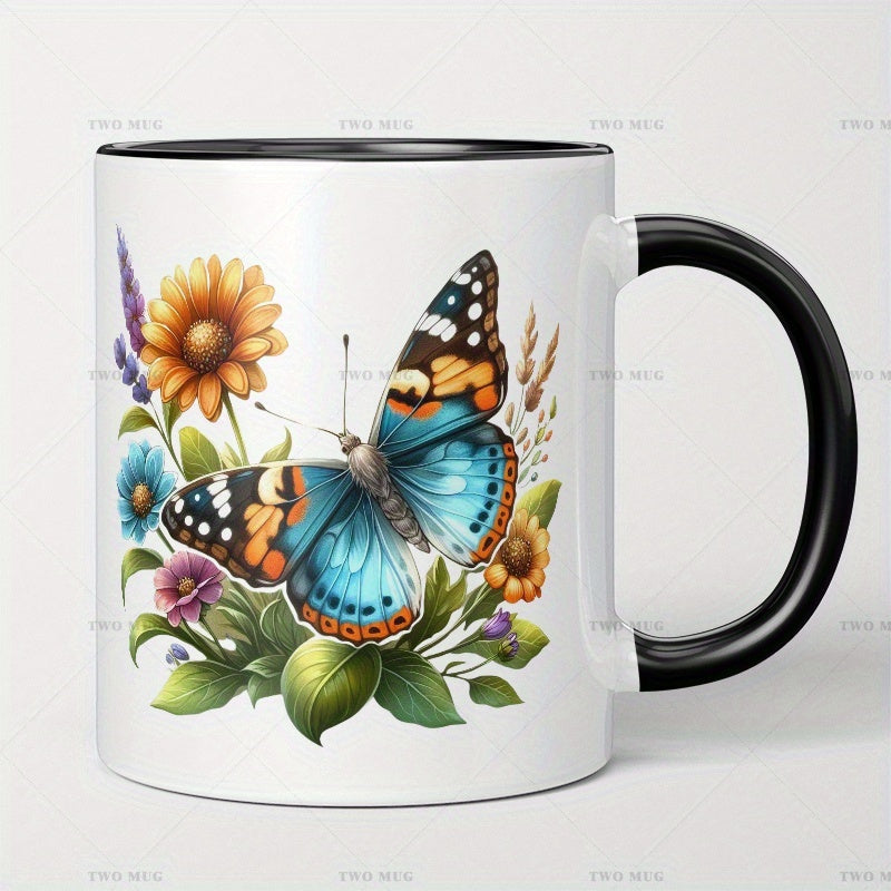 Tailorly Black Accent 11 oz Mug - 11oz ceramic coffee mug blue office use home relaxation and yet elegant design ideal for coffee tea and hot