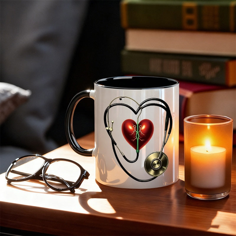Tailorly Black Accent 11 oz Mug - stethoscope