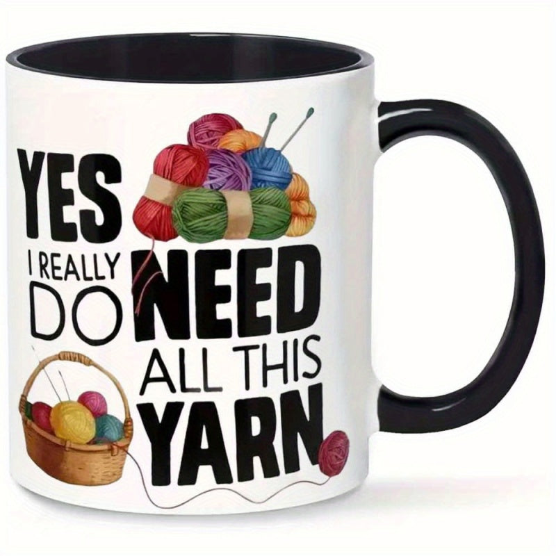 Tailorly Black Accent 11 oz Mug - yes i really do need all this yarn design colorful yarn