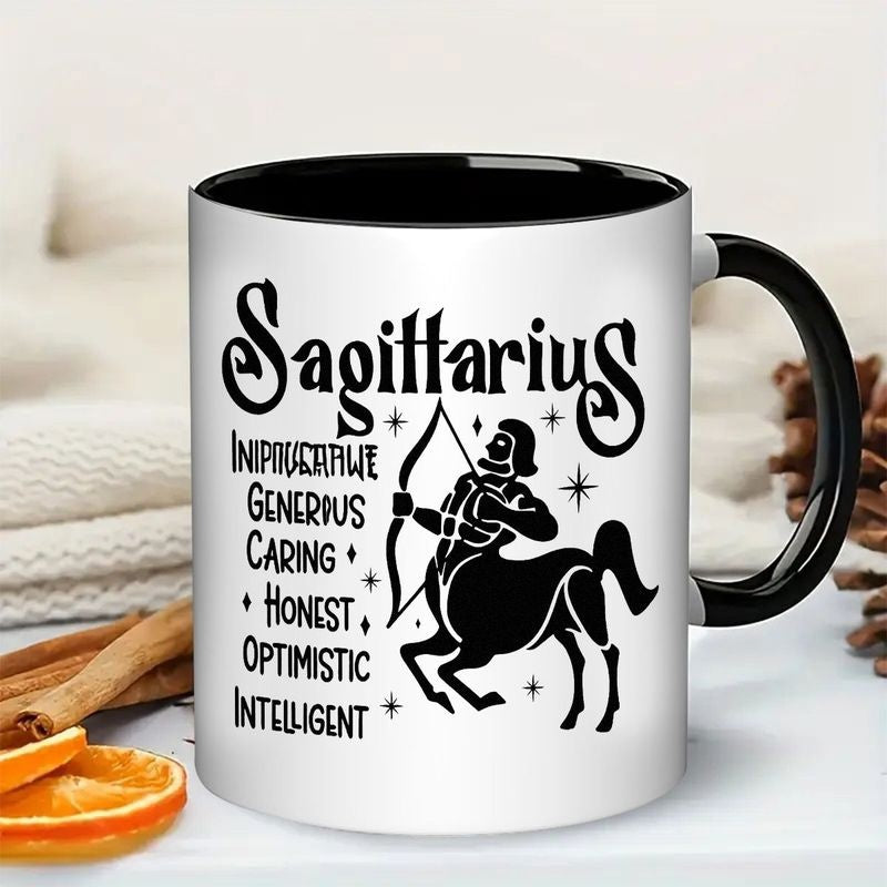 Tailorly Black Accent 11 oz Mug - sagittarius archer symbol astrology constellation