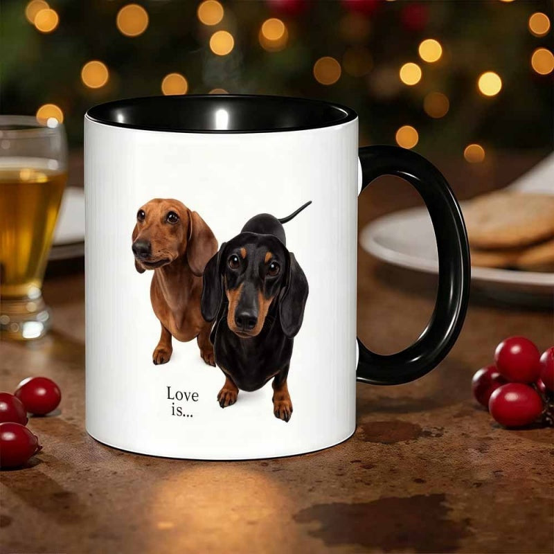 Tailorly Black Accent 11 oz Mug - dog themed illustration