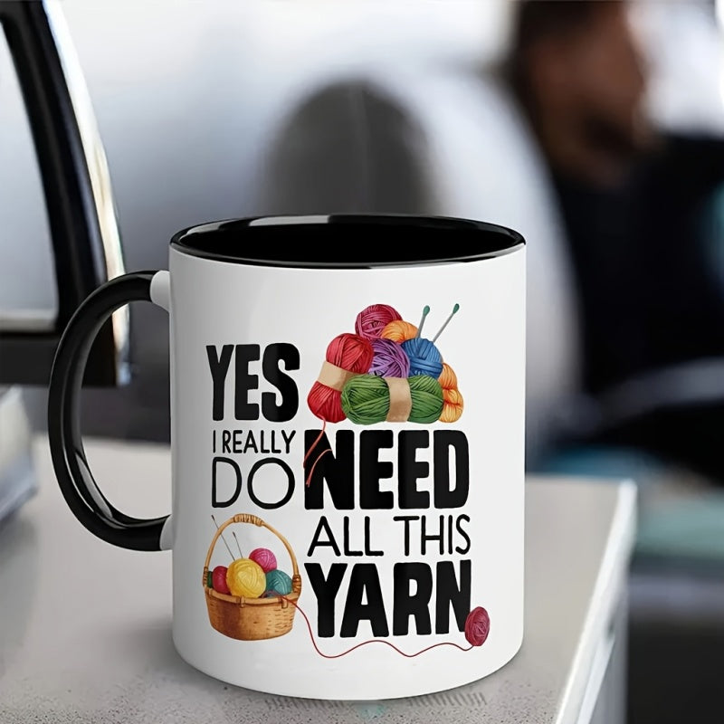Tailorly Black Accent 11 oz Mug - yes i really need all this yarn humorous quote colorful yarn