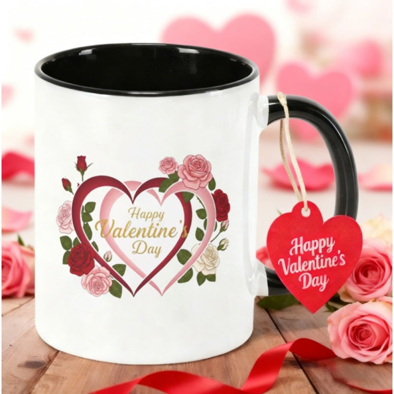 Tailorly Black Accent 11 oz Mug - a happy valentines day