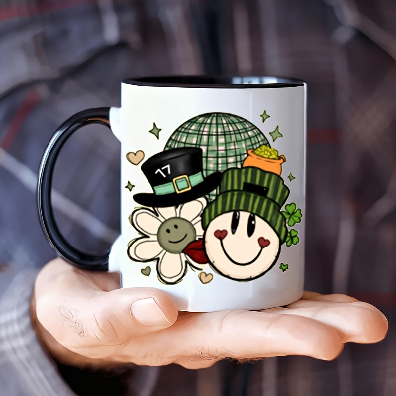 Tailorly Black Accent 11 oz Mug - green character pattern