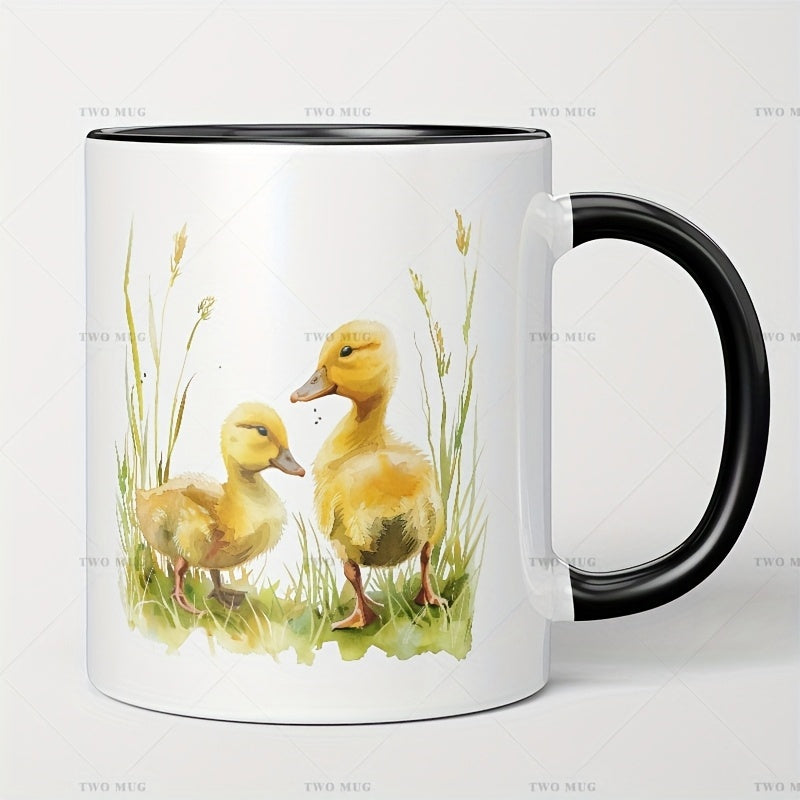 Tailorly Black Accent 11 oz Mug - two little yellow ducks
