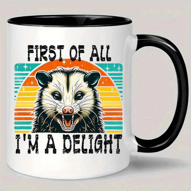 Tailorly Black Accent 11 oz Mug - opossum illustration