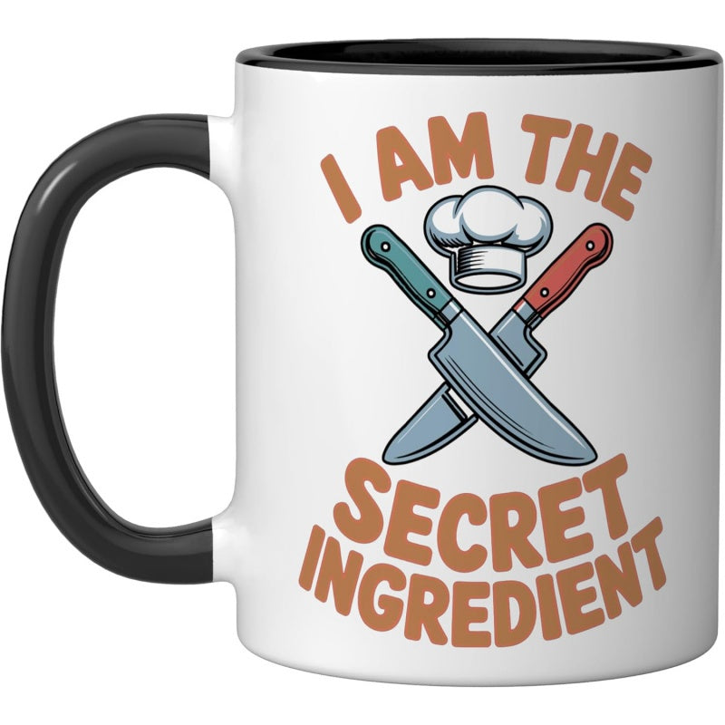 Tailorly Black Accent 11 oz Mug - im secret cooking culinary food text