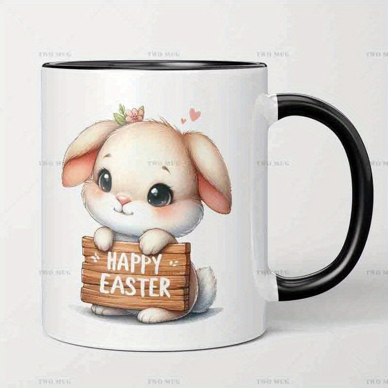 Tailorly Black Accent 11 oz Mug - 1 mug 11oz ceramic cup suitable for coffee milk egg perfect gift for on birthdays mothers day fathers day easter