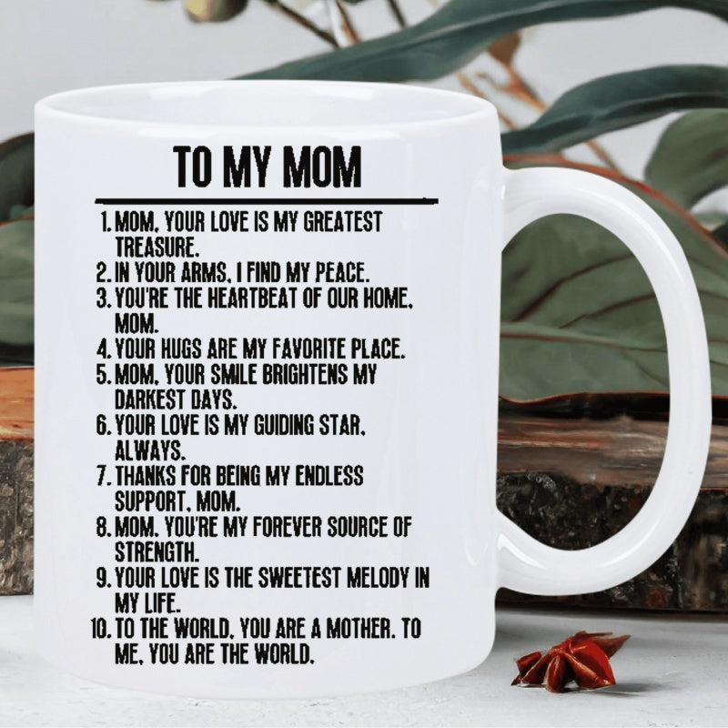 Tailorly White Ceramic 11 oz Mug - To My Mom Minimalist Pure Featuring Sentimental Numbered List Quotes Mug