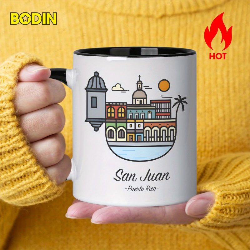 Tailorly Black Accent 11 oz Mug - puerto cityscape design
