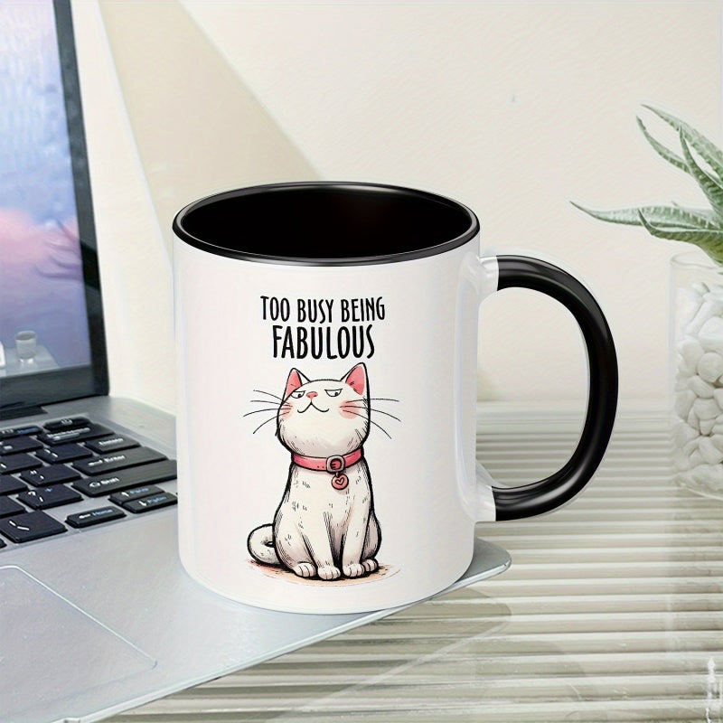 Tailorly Black Accent 11 oz Mug - pink collared kitten