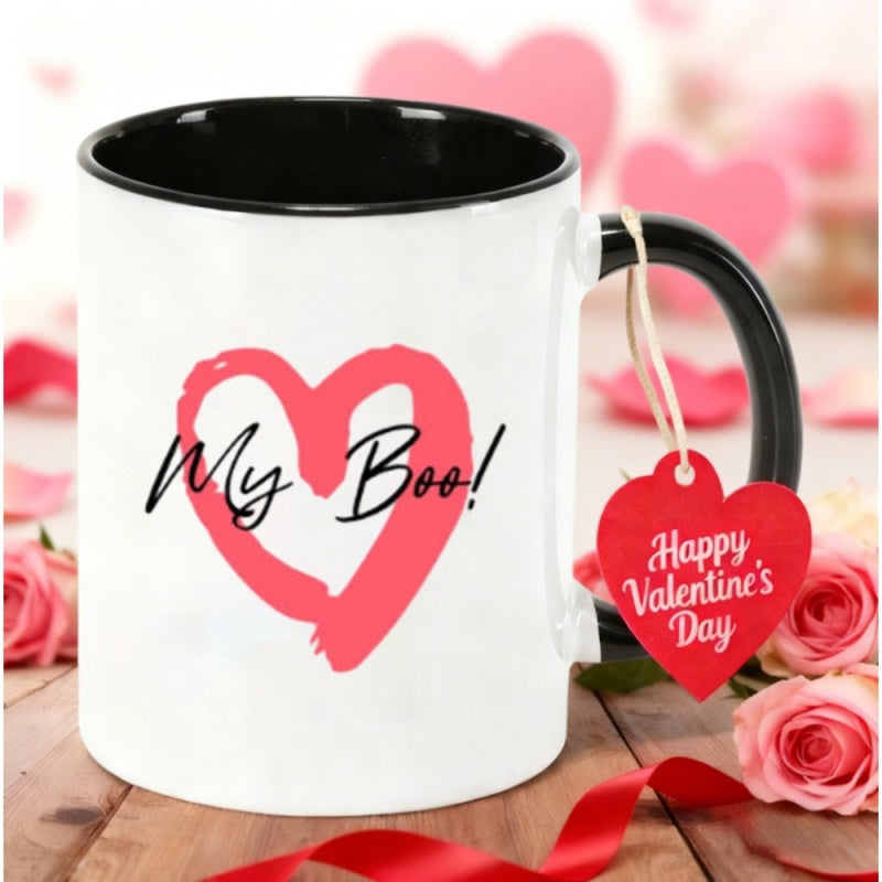 Tailorly Black Accent 11 oz Mug - valentines romantic text with boyfriend girlfriend names