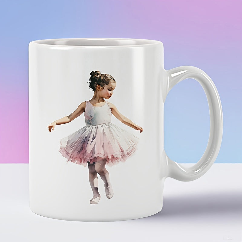 Tailorly White Ceramic 11 oz Mug - Graceful Little Girl In Pink Tutu Dancing With Pure Elegance Ballerina